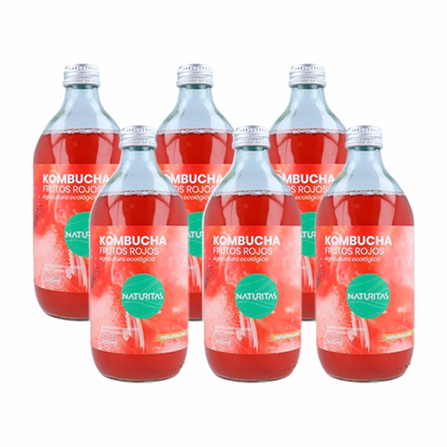 Pack de kombucha frutos rojos BIO | 6 unidades | Naturitas Essentials | 6 Unidades De 500Ml | Ayuda a la digestión y al sistema inmunológico | Refrescos