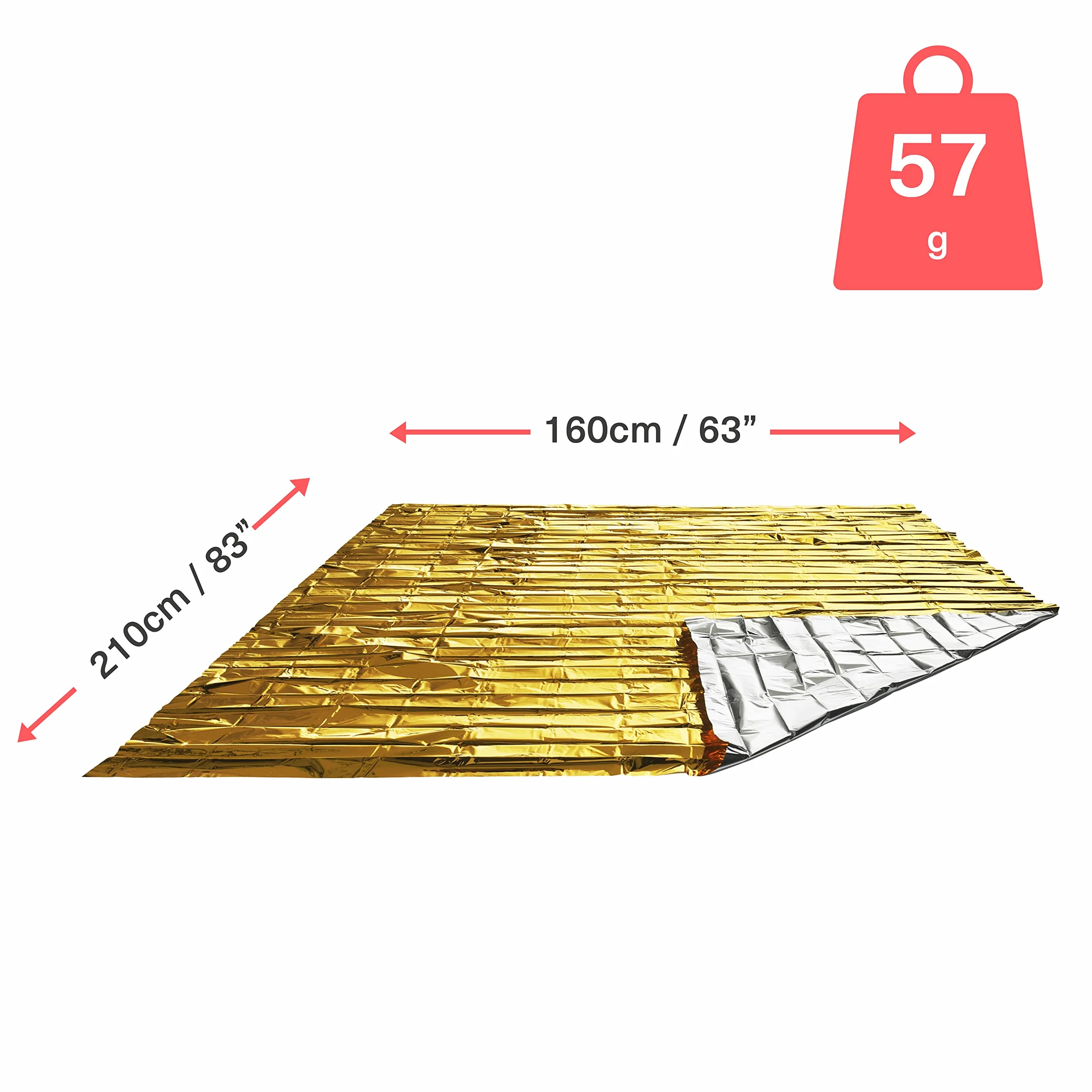 Mantas Térmicas de Supervivencia de Emergencia Bramble Aluminio Dorado Plateado 210x160cm
