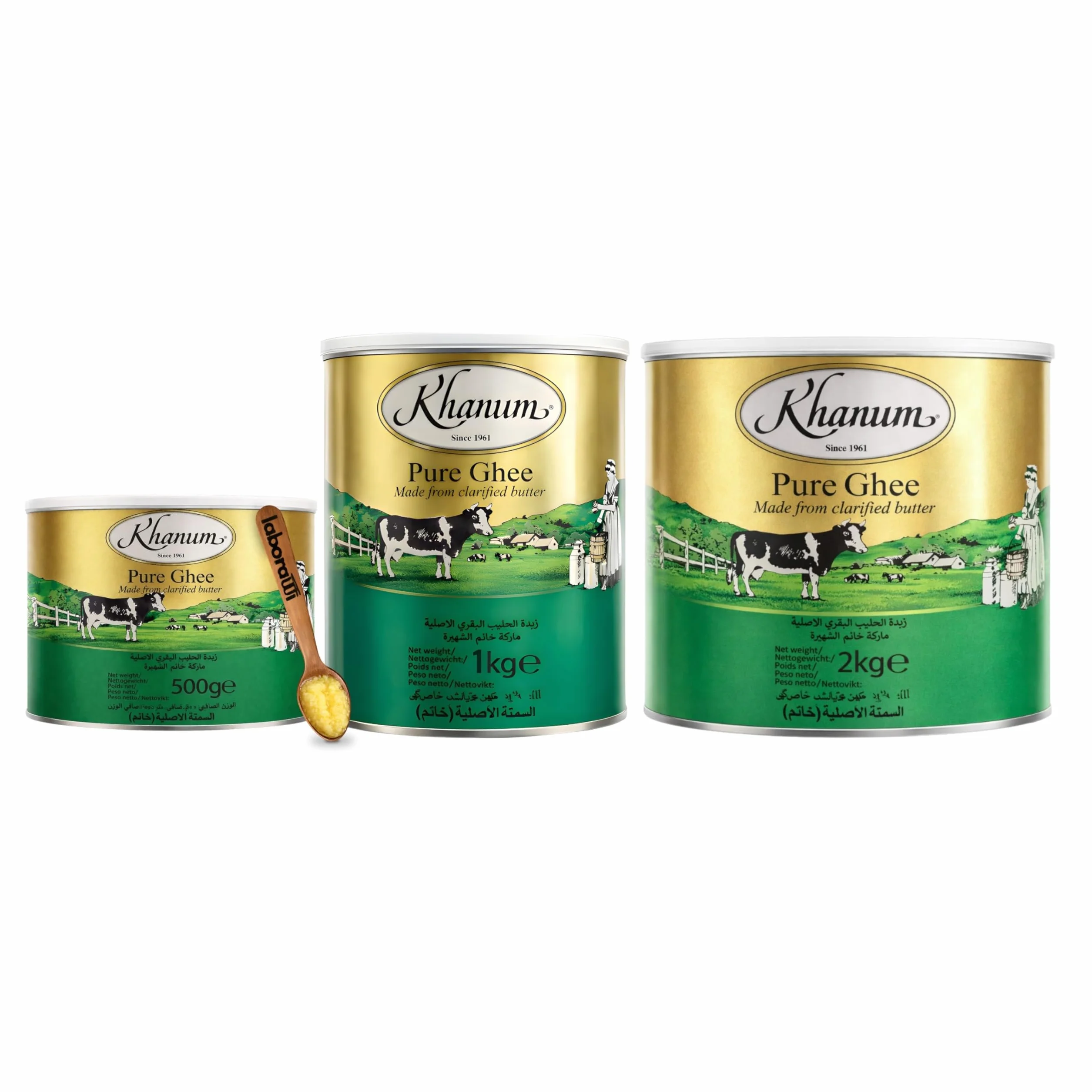Mantequilla Clarificada Premium 100% Natural - Pure Ghee - Keto Friendly, Alto Punto de Humo, Sin Gluten - Ideal para Cocina Saludable - Laborawi (1 Kg)