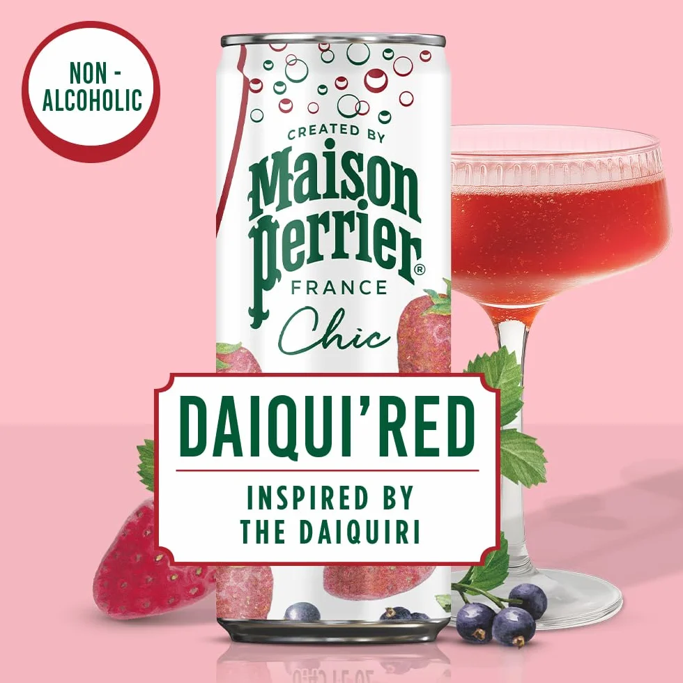 MAISON PERRIER CHIC Daiqui'red, cóctel sin alcohol, 6 packs de 4 x 25cl, 24 Latas