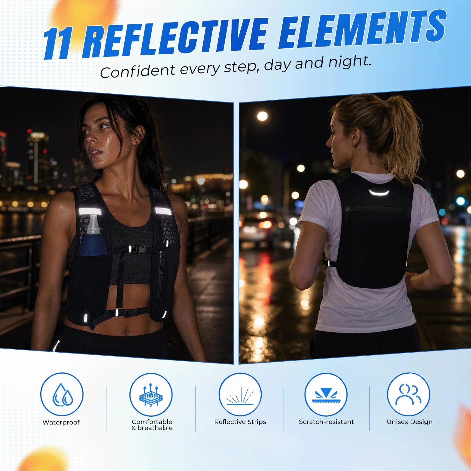 Chaleco Hidratación Trail Running con Soft Flask 500ml, Mochila Ligera Transpirable Reflectante para Hombre Mujer Maratón
