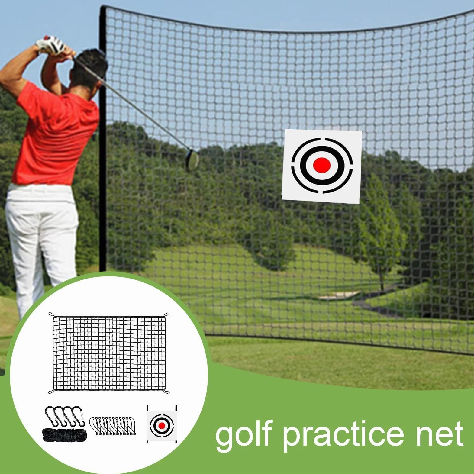 Red de práctica de golf, simulador de entrenamiento de swing con 12 cuerdas elásticas
