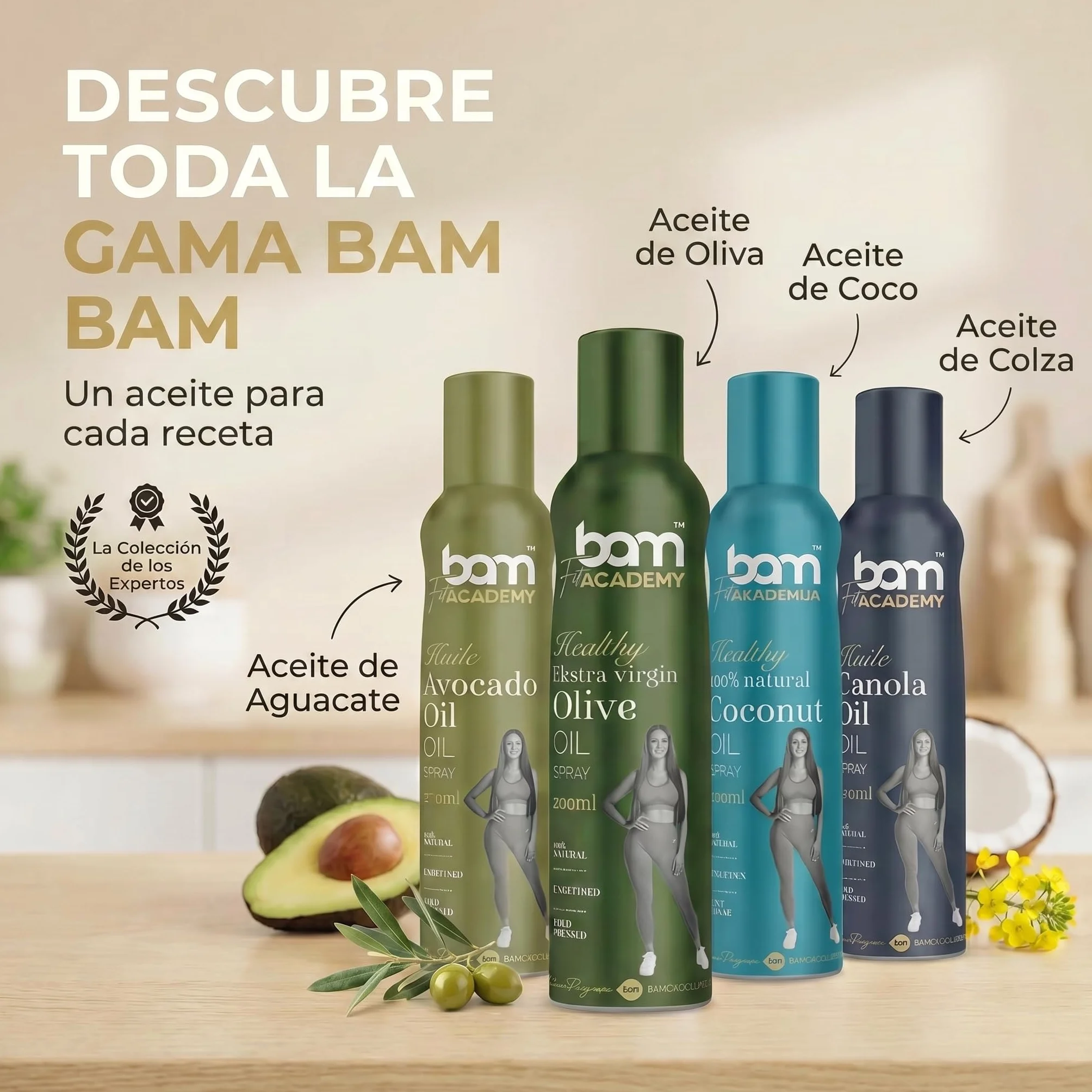 BAM Aceite de canola en spray, Aceite natural 100% en spray para cocinar, Para cocinar y freír de forma saludable, 200 ml
