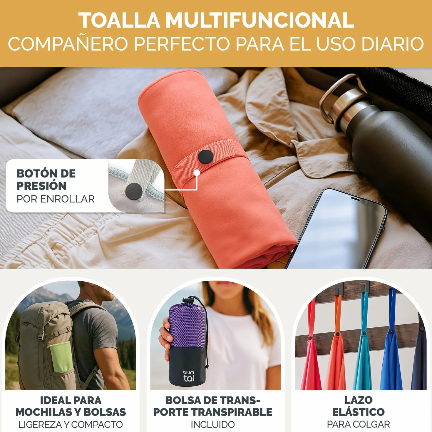 Blumtal Toallas de Microfibra 80x40 cm Secado Rápido Gimnasio Rojo