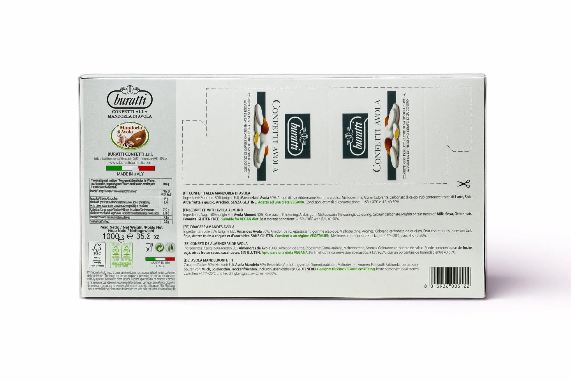 Buratti Confetti Avola Almendras Blanco 1000 g