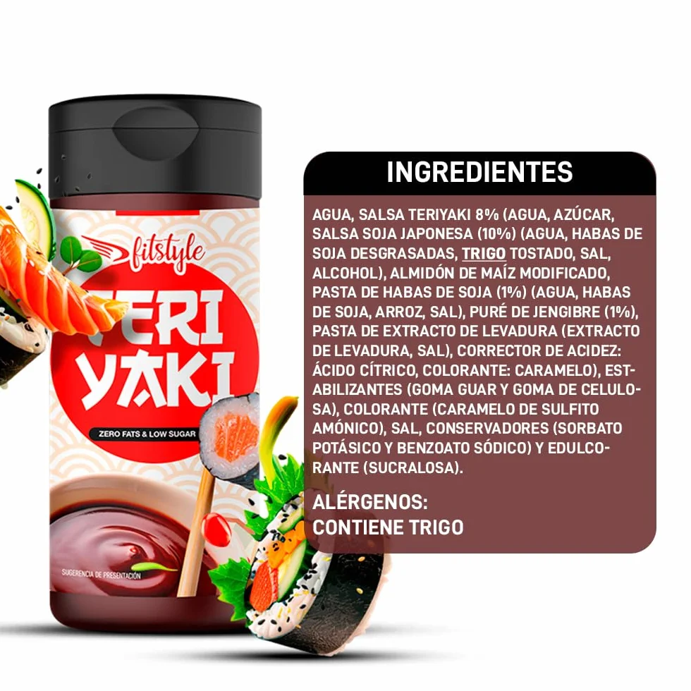 Salsa Teriyaki 0% FITstyle 280ml | Sin azúcar y sin grasas | Textura espesa y sabor intenso | Apto para dietas