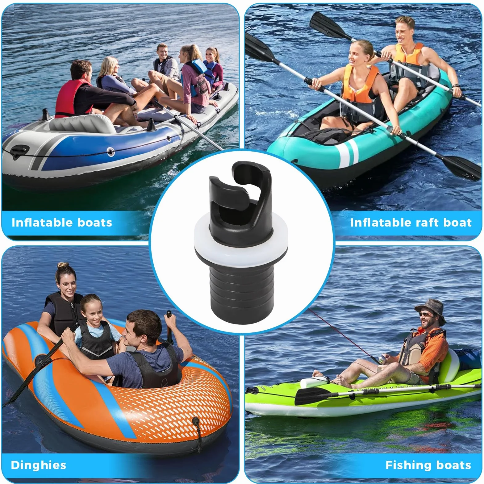 Adaptador de Válvula para Bote Inflable, Negro, Adaptador de Manguera de Bomba de Pie