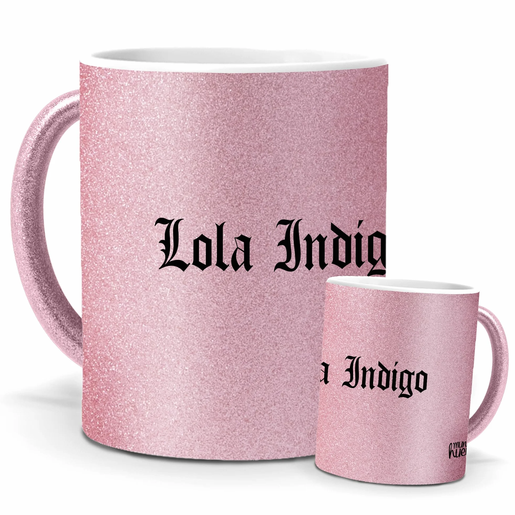 mundohuevo Tazas Únicas | Lola Índigo | Edición Especial Purpurina Rosa | Mensaje Auténtico para Fans | Tazas para Café, Té... | Regalo para Fans de Cantantes