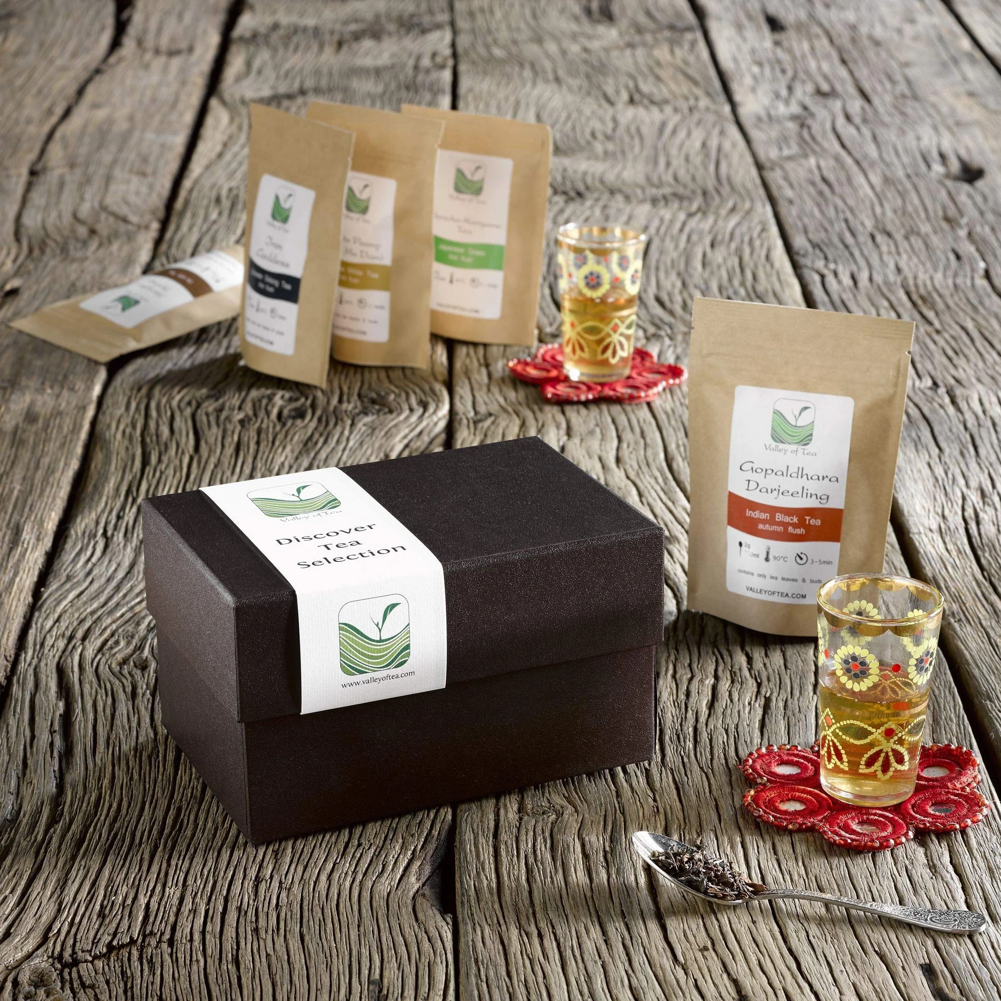 Caja Regalo Té - Selección De Regalo Tés Surtido Hojas Sueltas - Colección Té Negro - Té Verde - Té Oolong - Té Blanco - Té Negro - Pu-Erh