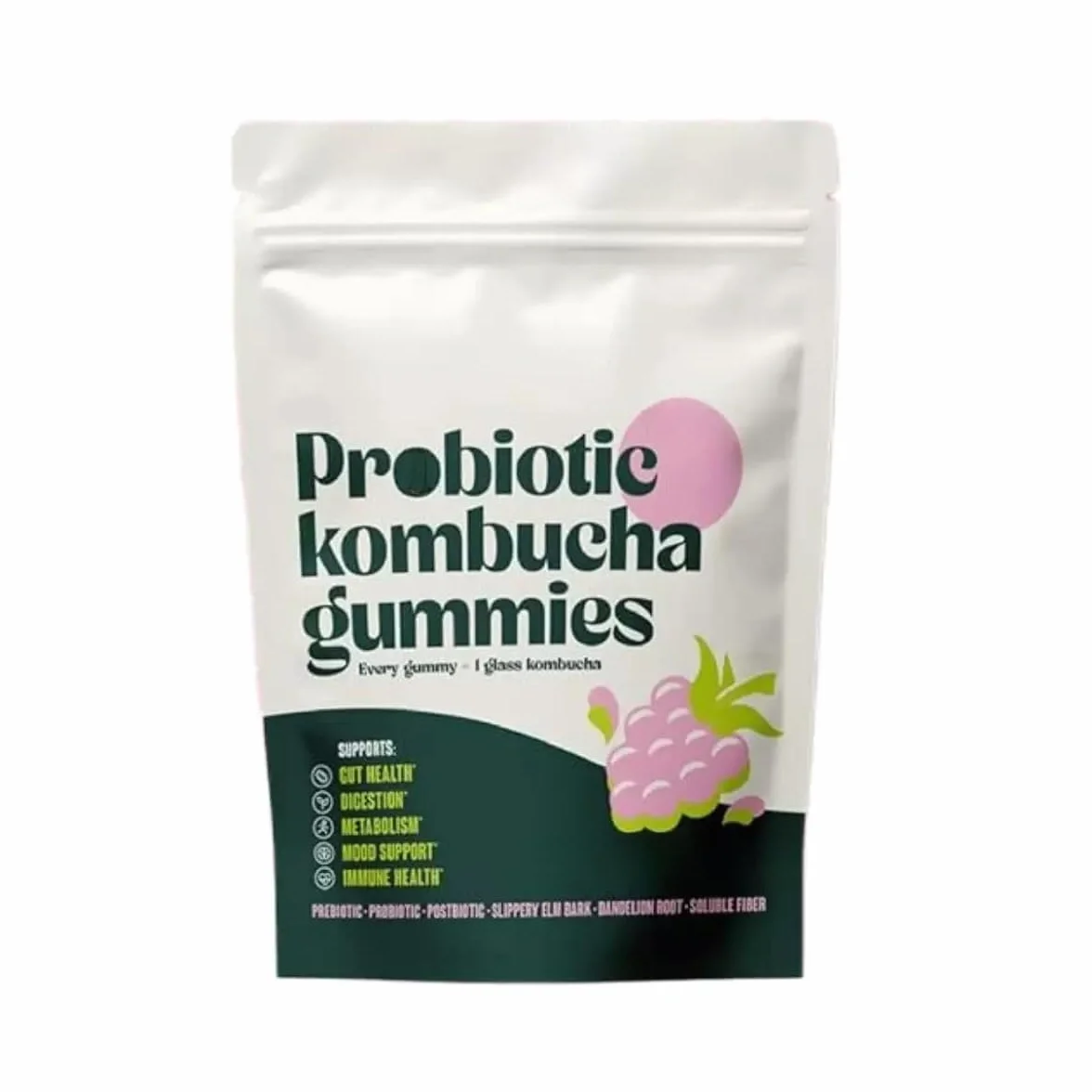 Gomita probiótica Kombucha: para hinchazón, salud intestinal, mujeres y hombres, vegana, sin OGM