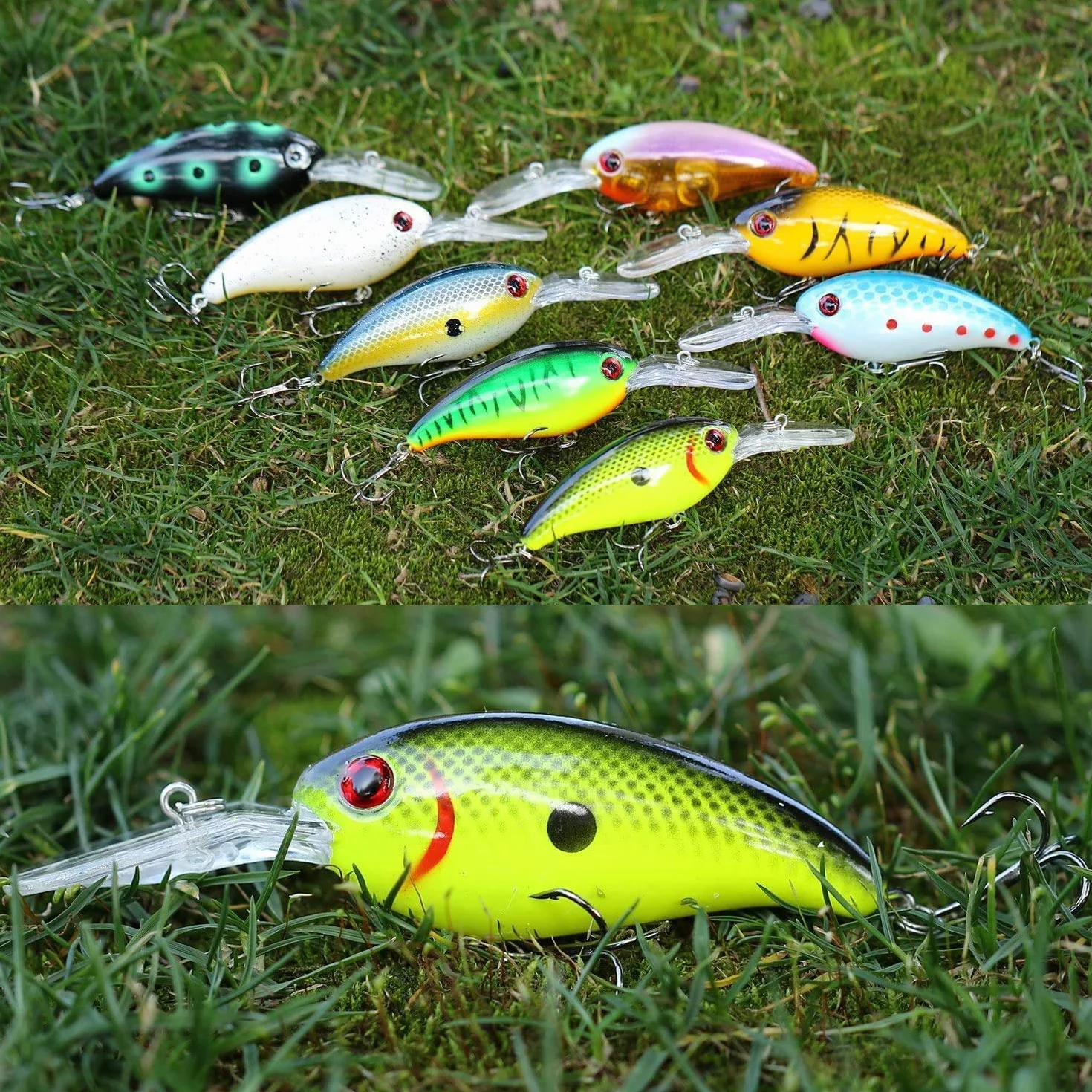 Sougayilang Señuelos de Pesca Superficial Buceo Profundo Swimbait Crankbait 8pcs