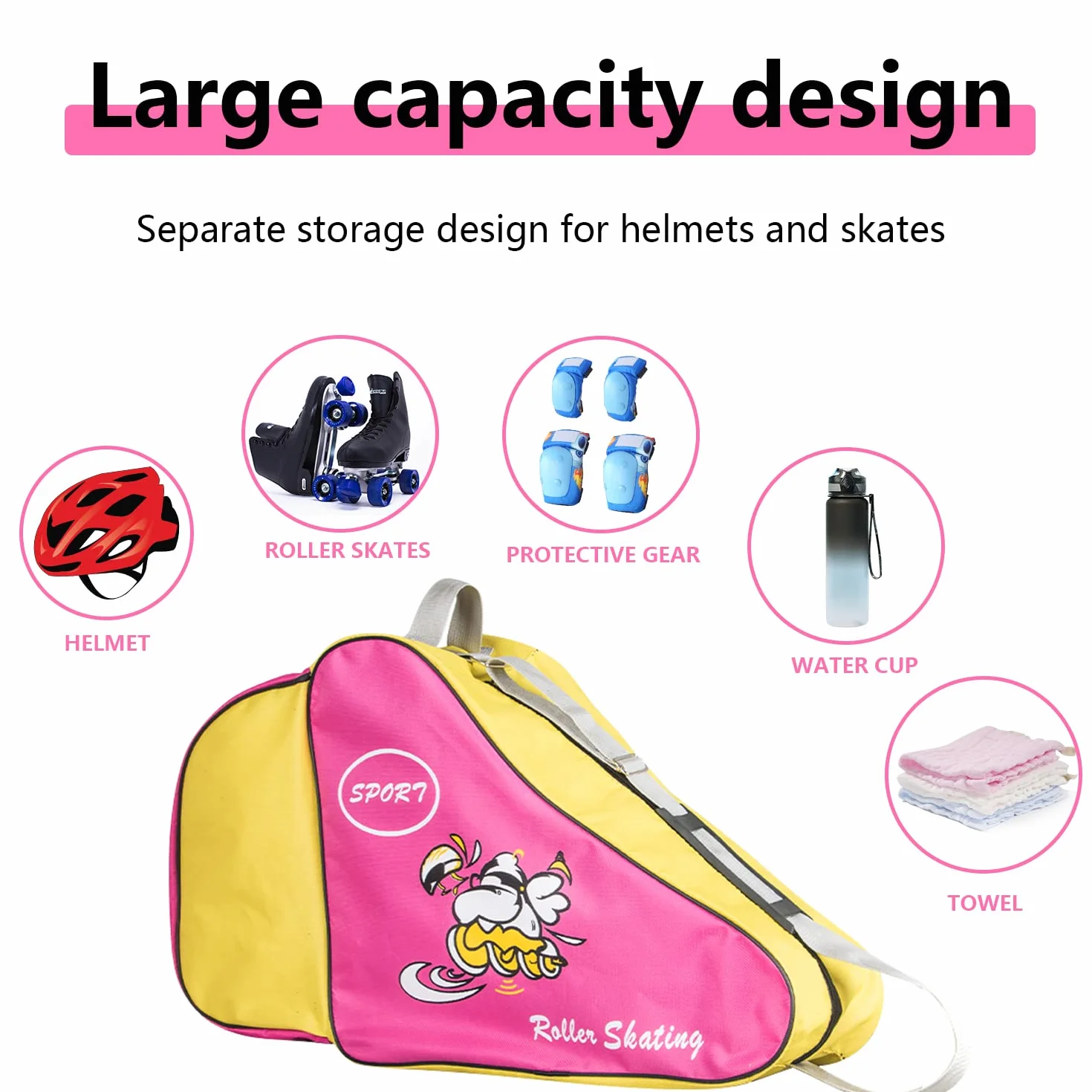 Bolsa de Patinaje con Ruedas, Bolsa de Transporte para Patines, Correa Ajustable, Unisex