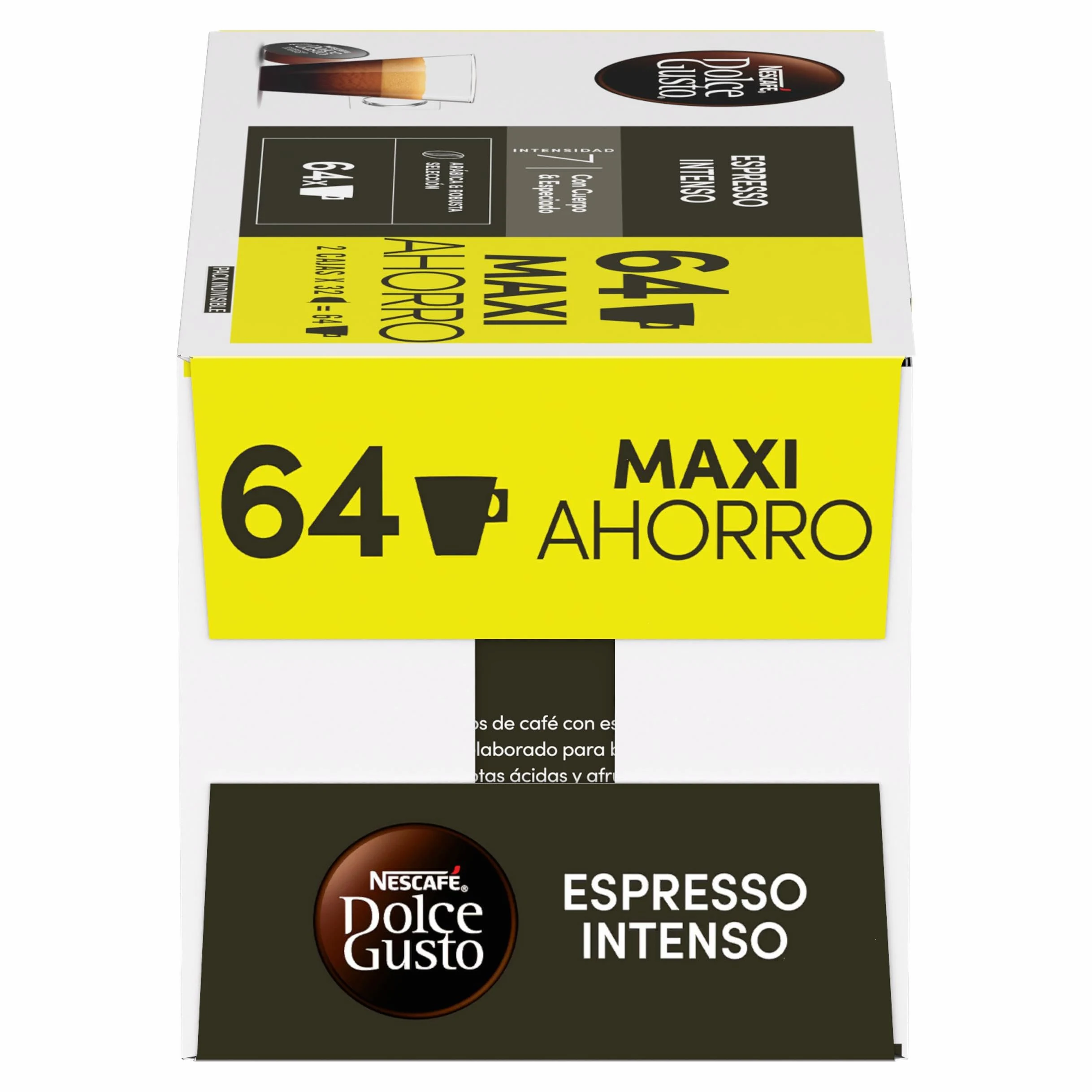 NESCAFÉ Dolce Gusto Espresso Intenso - Cápsulas de Café, 64 Cápsulas (2x32) - Orgiginales para cafeteras Dolce Gusto