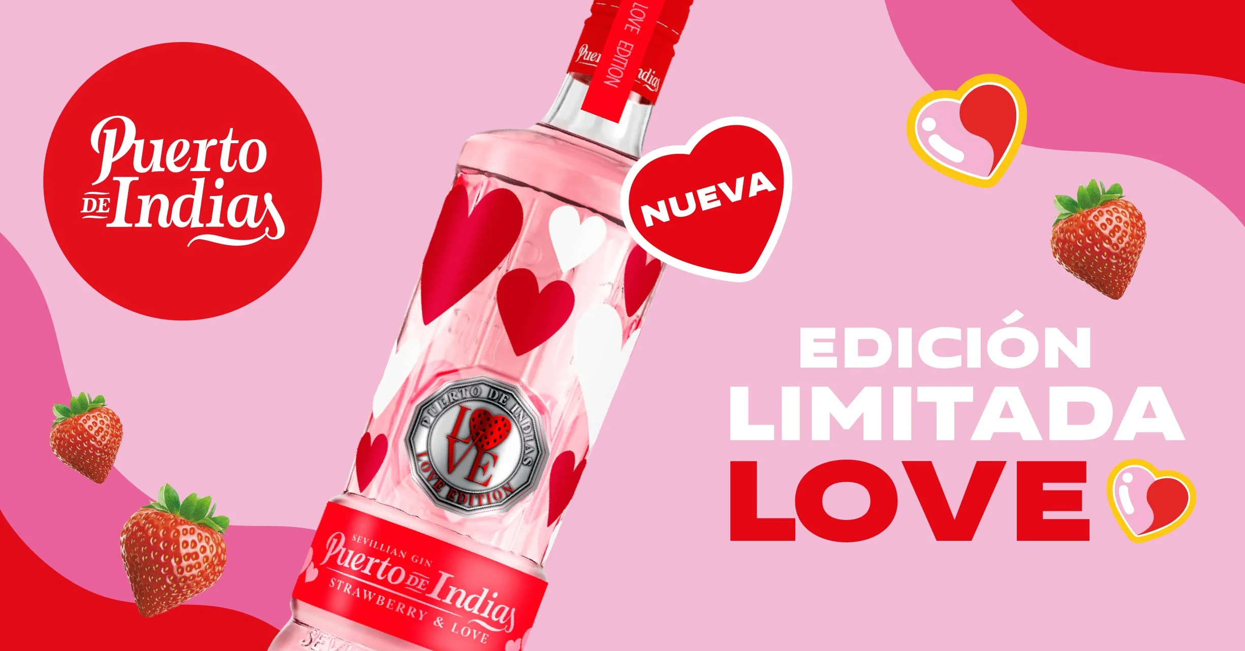 Puerto de Indias – Love Edition – Ginebra de Fresa Premium – Strawberry Premium Gin – 70 cl – 37.5º