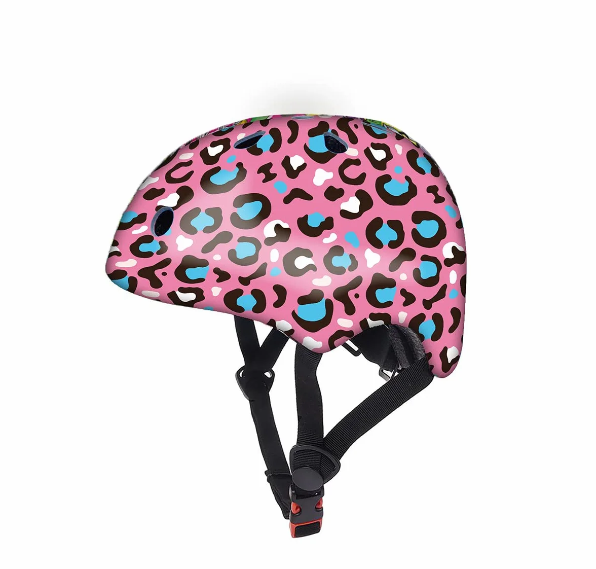 DEQUBE Casco Infantil Ajustable 50-54cm Leopardo Rosa para niños y niñas 2-7 años
