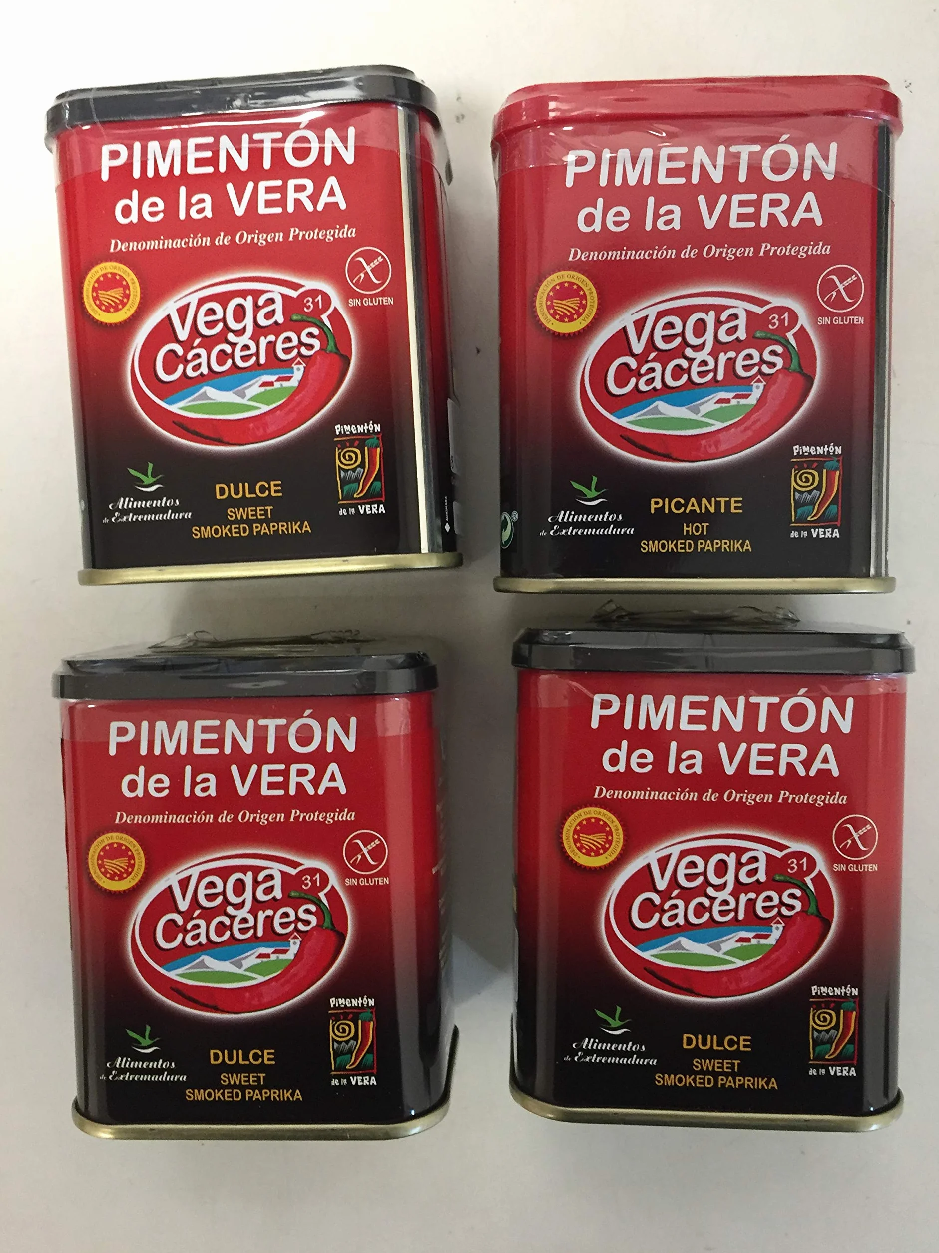 PIMENTON AHUMADO DE LA VERA CON DENOMINACIÓN DE ORIGEN PROTEGIDA. 3 LATAS DE 75 G DULCE Y UNA LATA DE 75 G PICANTE