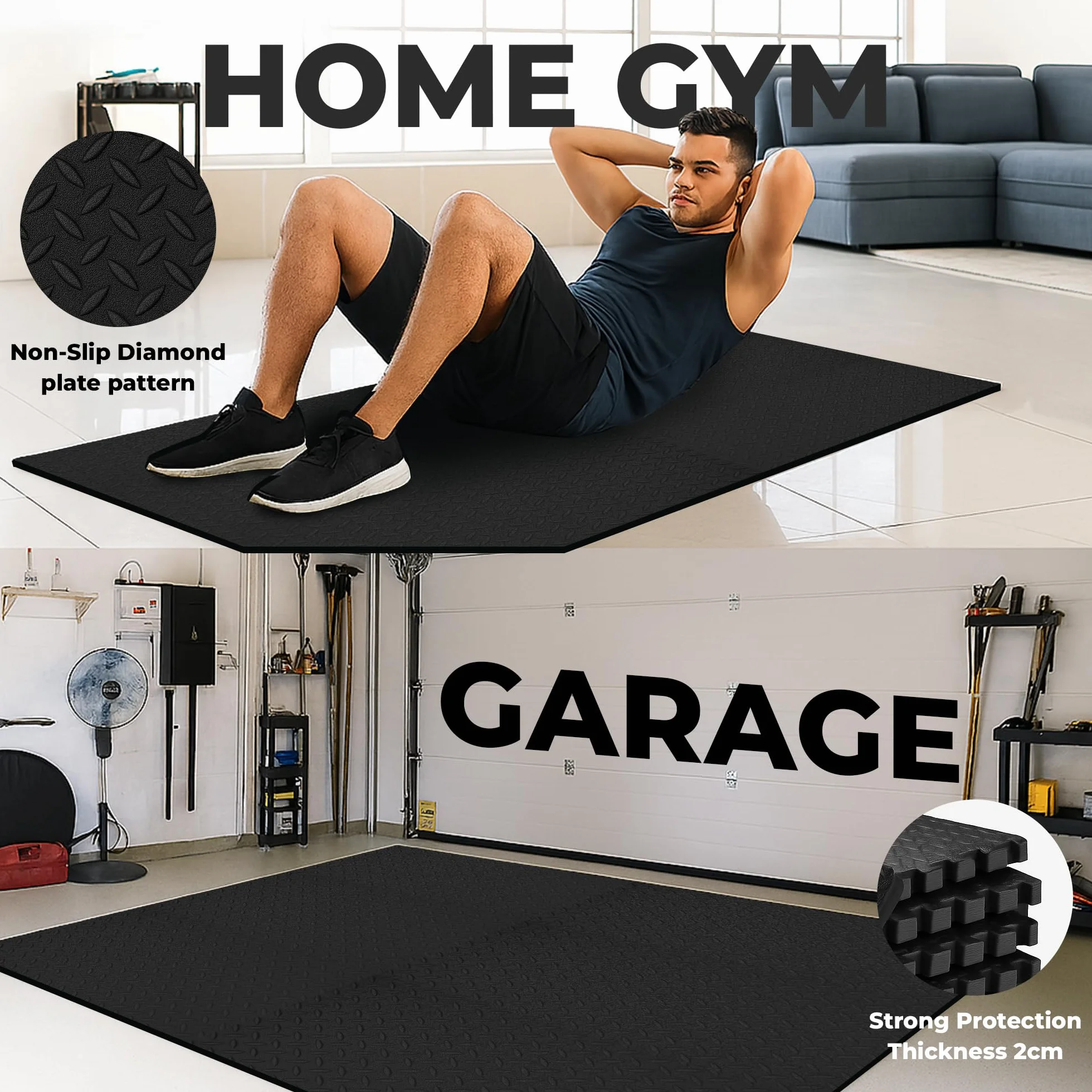 SAKUSEI Baldosas de espuma entrelazadas EVA 2 cm 60x60 cm suelo de gimnasio resistente 8 piezas