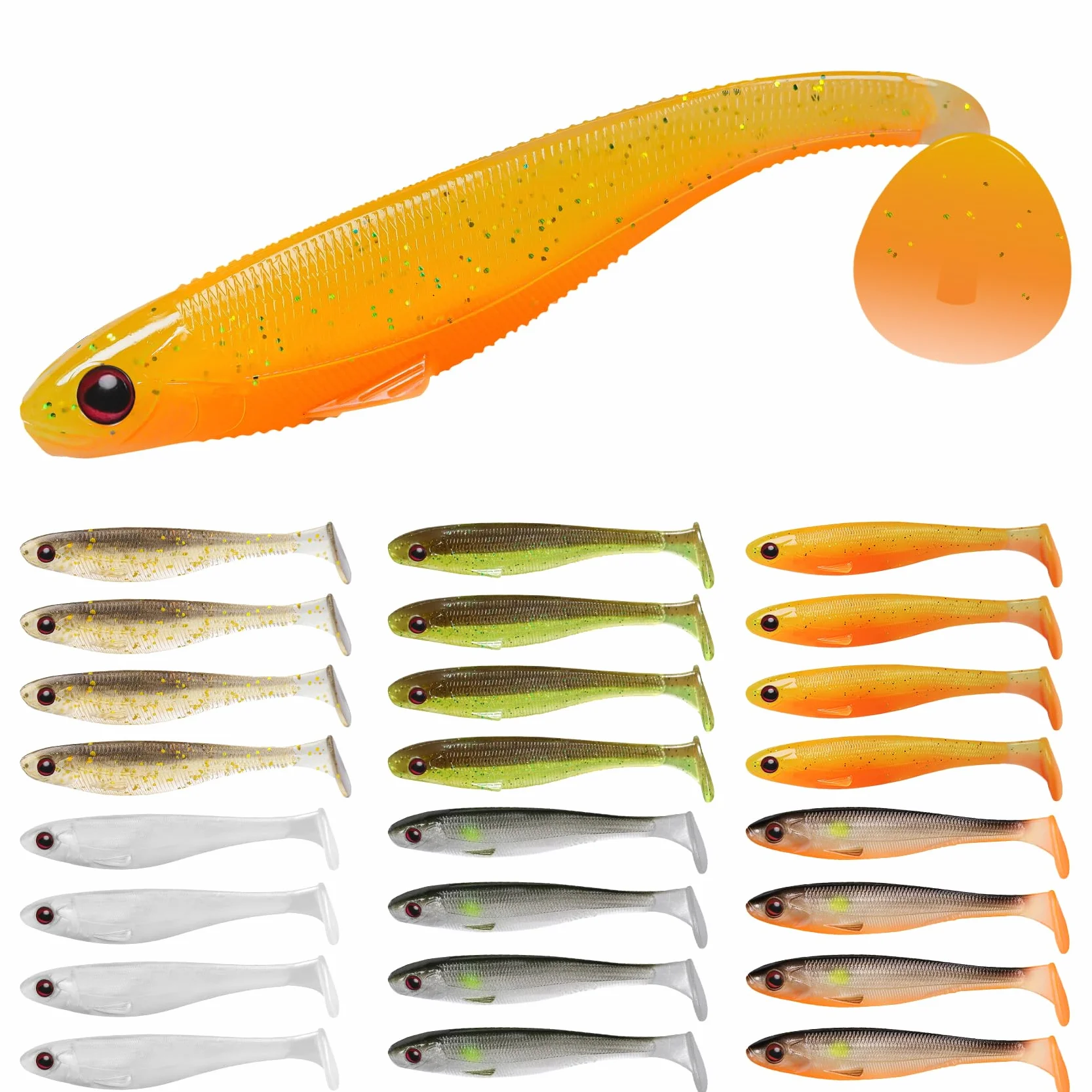 TRUSCEND Señuelos De Pesca para Trucha Bass, Paddle Tail Swimbaits, Plástico Blando Agua Dulce Salada