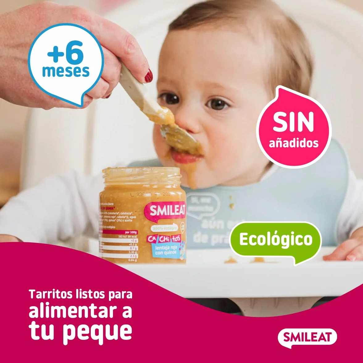 Smileat Tarritos de Lenteja Roja con Quinoa Ecológico Sin Azúcar Añadido Pack 4 x 230g 920g