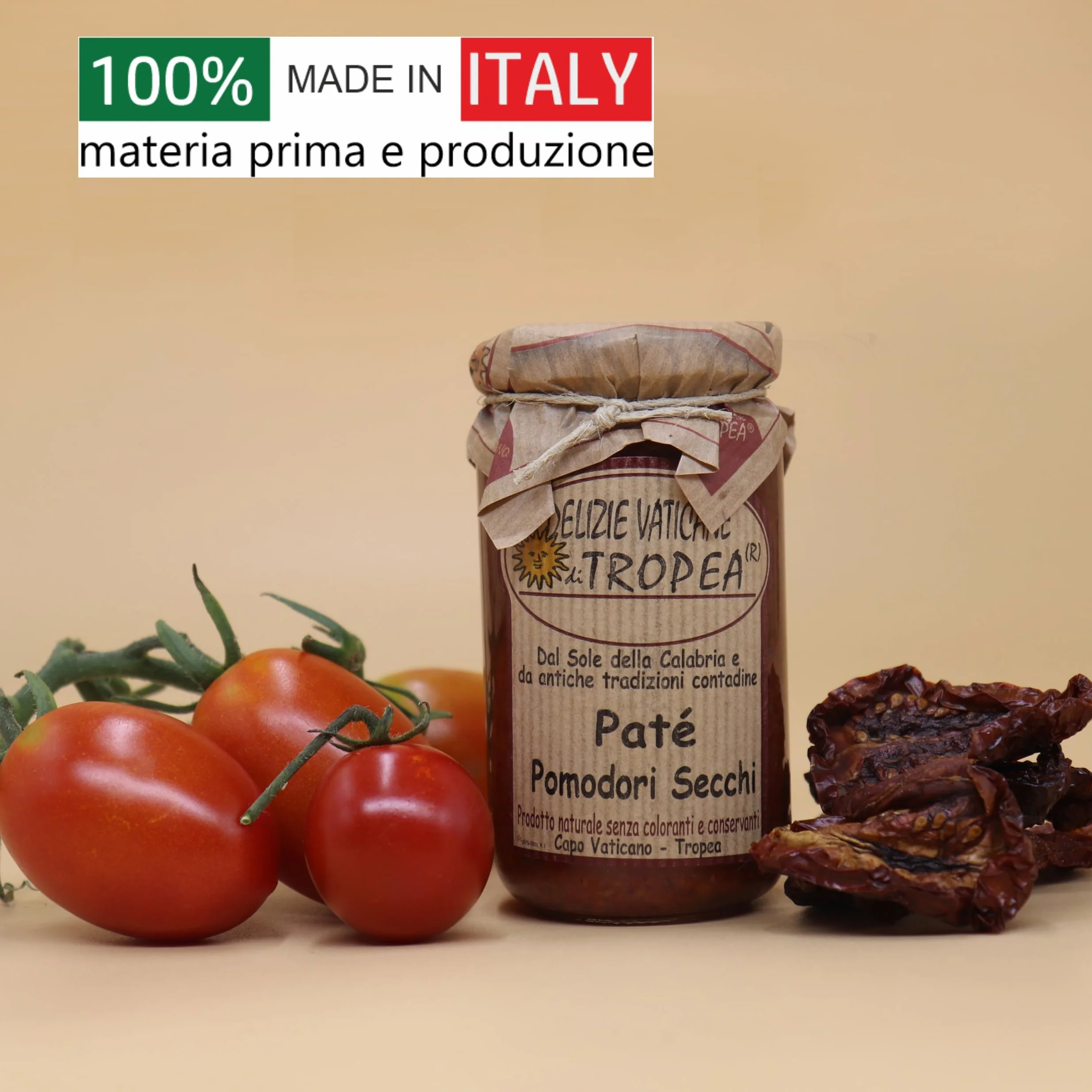 Paté de Tomate Seco 180g | Delicia Calabresa – Perfecto para Bruschetta, Pasta y Queso | Auténtica Salsa Gourmet Italiana por Delizie Vaticane di Tropea