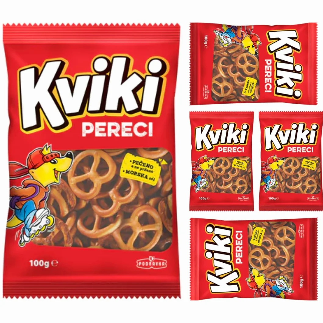 Podravka Kviki Mini Pretzels Cracker Galletas 100 gramos bolsa x 5 unidades