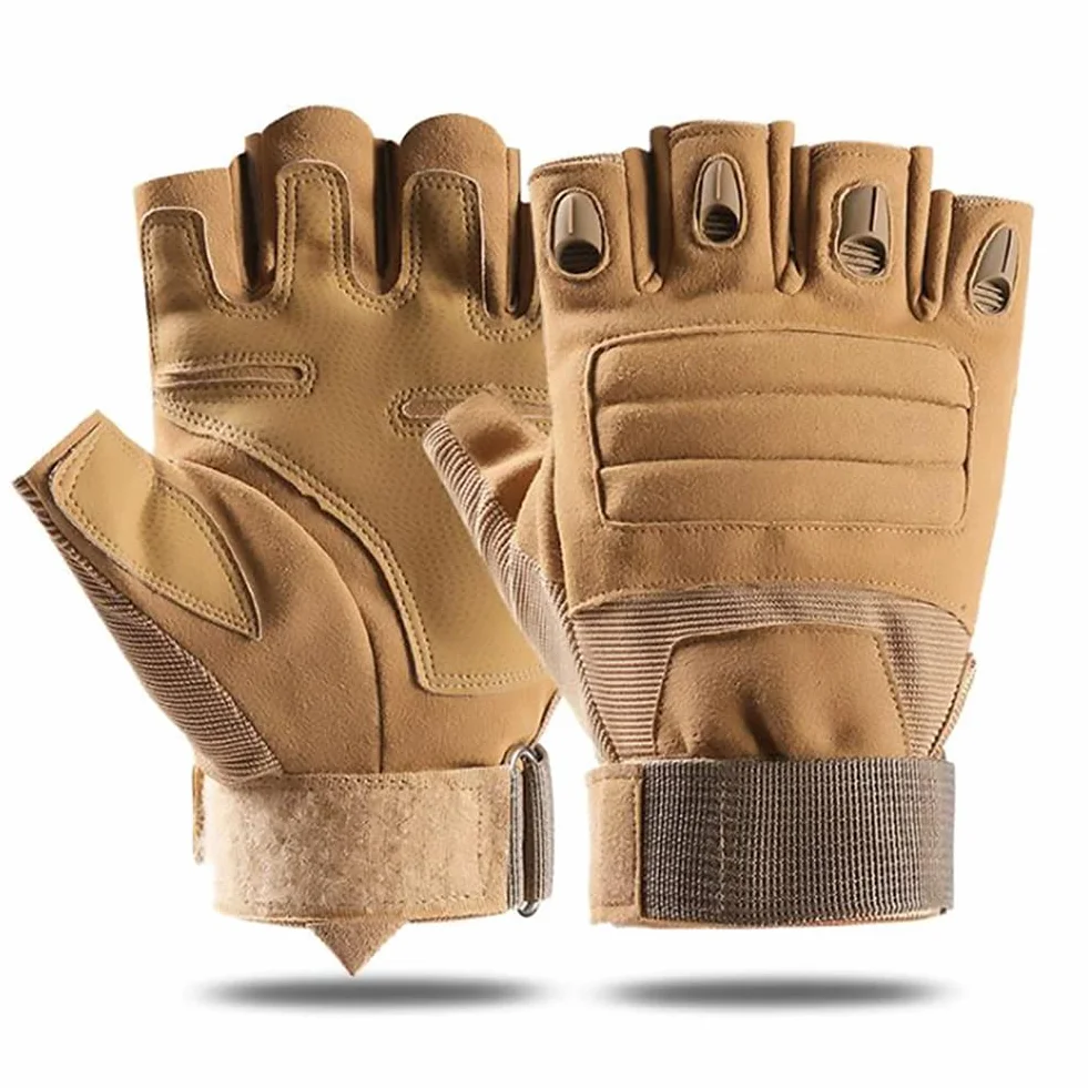 NuCamp Guantes tácticos medio dedo Nudillos duros para hombres Airsoft sin dedos Pantalla táctil Motocicleta