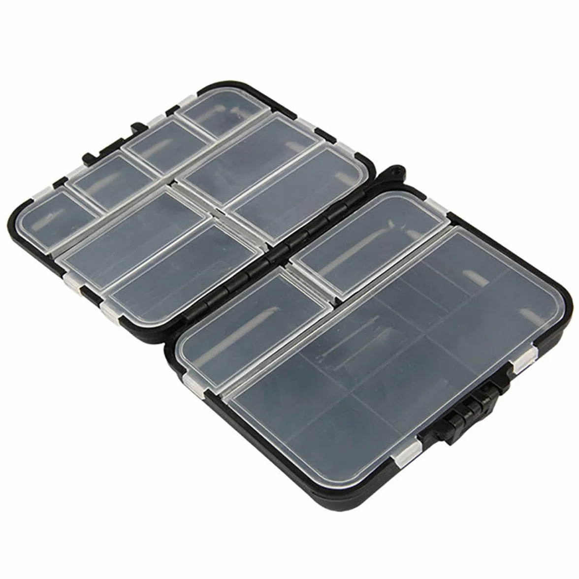 Caja de aparejos de pesca de doble capa, 16 compartimentos, contenedor de aparejos