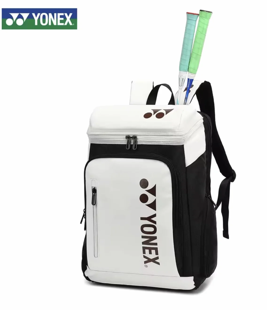 YONEX Bolsa Deportiva de Raqueta para Bádminton y Tenis, Compartimento Separado para Zapatos, Blanco y Negro