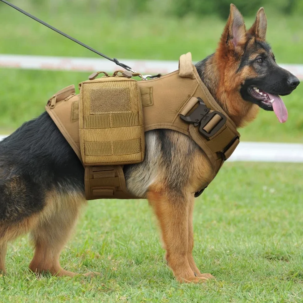 Bolsa táctica lateral para perro, nailon 1000D Molle, arnés táctico