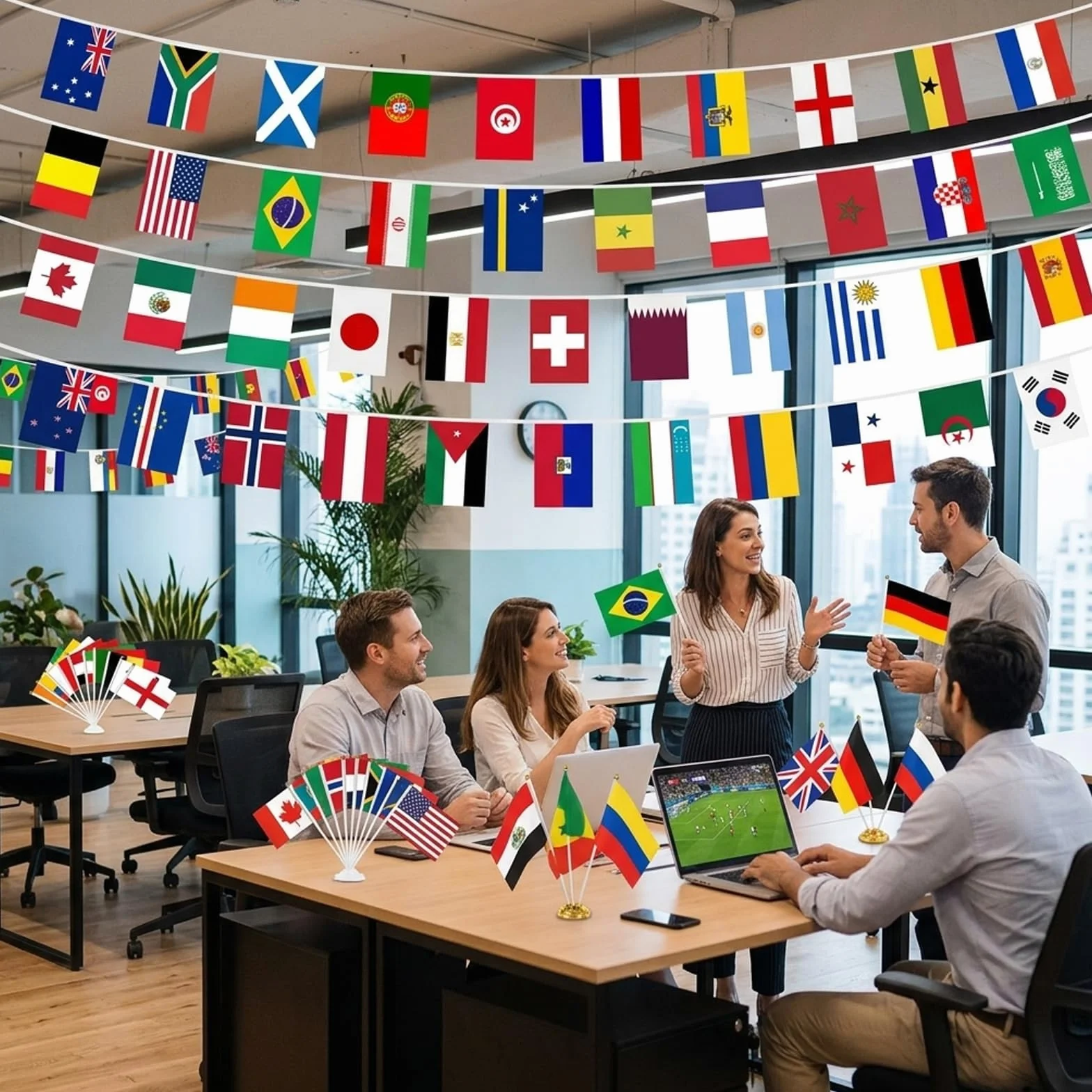 Copa del Mundo 2026 Decoración, 49 piezas, 48 banderas, Bunting 15 m, para eventos de fútbol