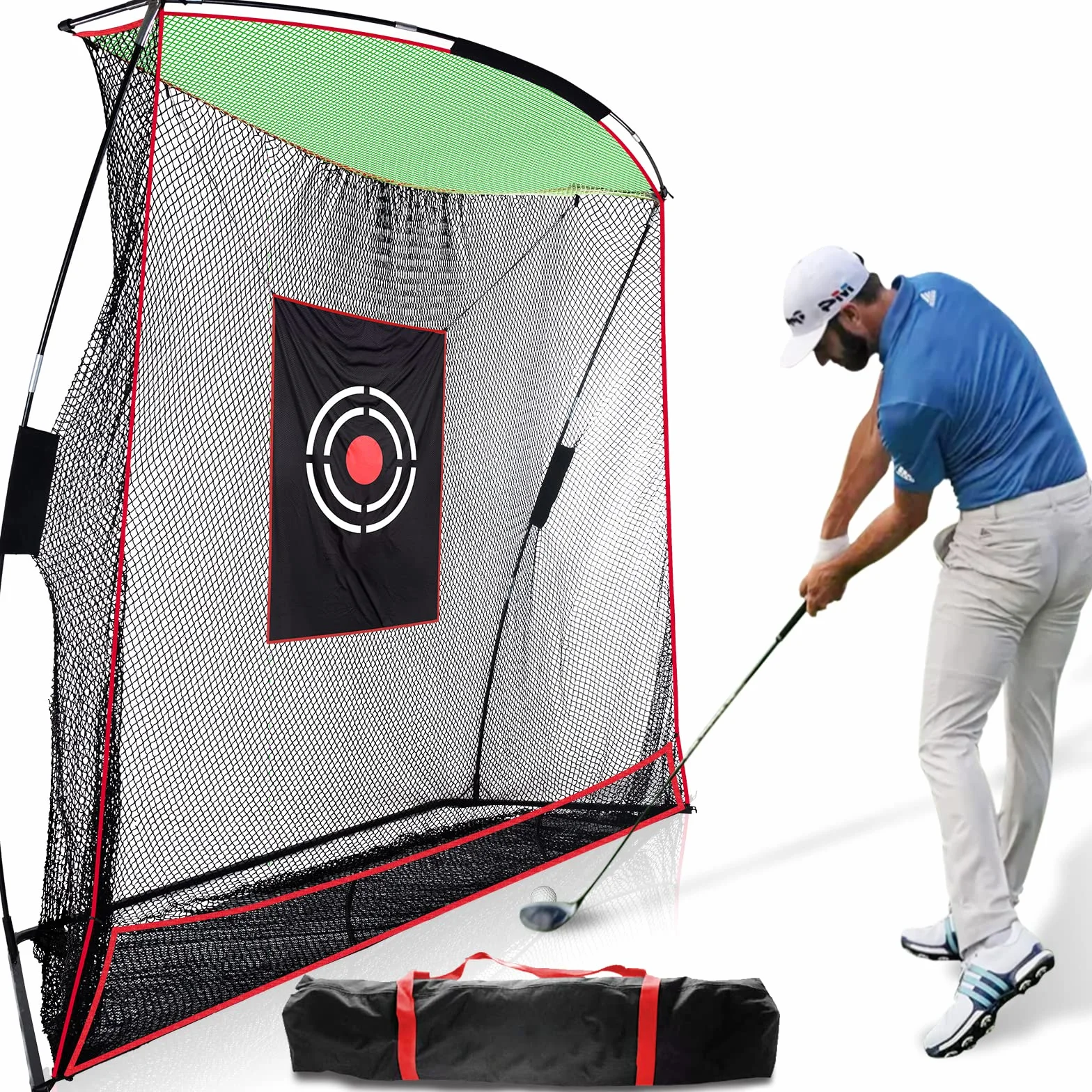 Kapler Red de golf 3 x 0,9 x 2,4 m para interiores y exteriores con bolsa de transporte