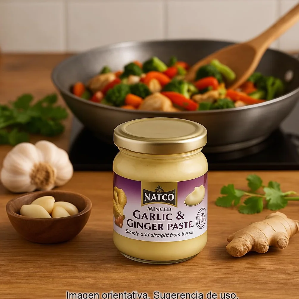 Pasta de Ajo y Jengibre 190 g en tarro de vidrio Lista para usar para woks currys marinados salsas y aliños Ahorra tiempo sin pelar ni picar