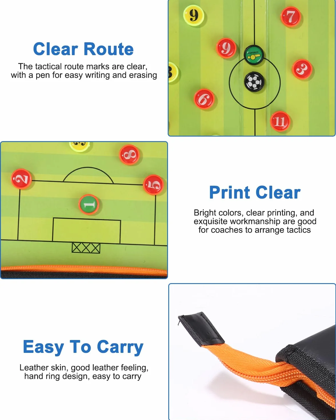 Jissta Carpeta Táctica Plegable Entrenador de Fútbol Coachboard Magnética