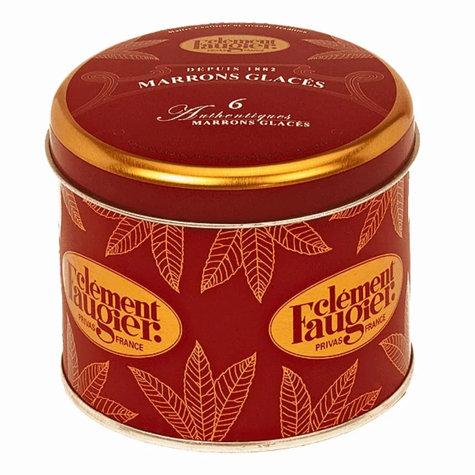 Clément Faugier - Castañas Confitadas ("Marrons Glacés") - Caja de Metal con 6 Piezas