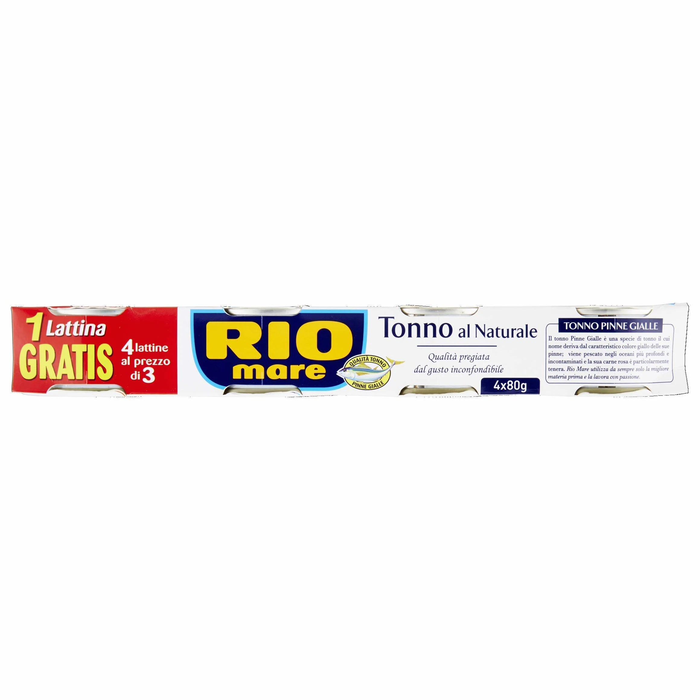 Rio Mare Aletas amarillas de atún al natural, 1% de grasa, 12 latas de 80 g