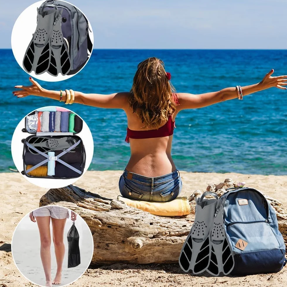 Aletas de Snorkel Ajustables Tallas 36-41 con Bolsa de Almacenamiento para Adultos y Niños