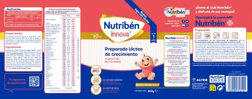 Nutriben Innova 3 Preparato Lacteo Crecimiento 12m+ 800g