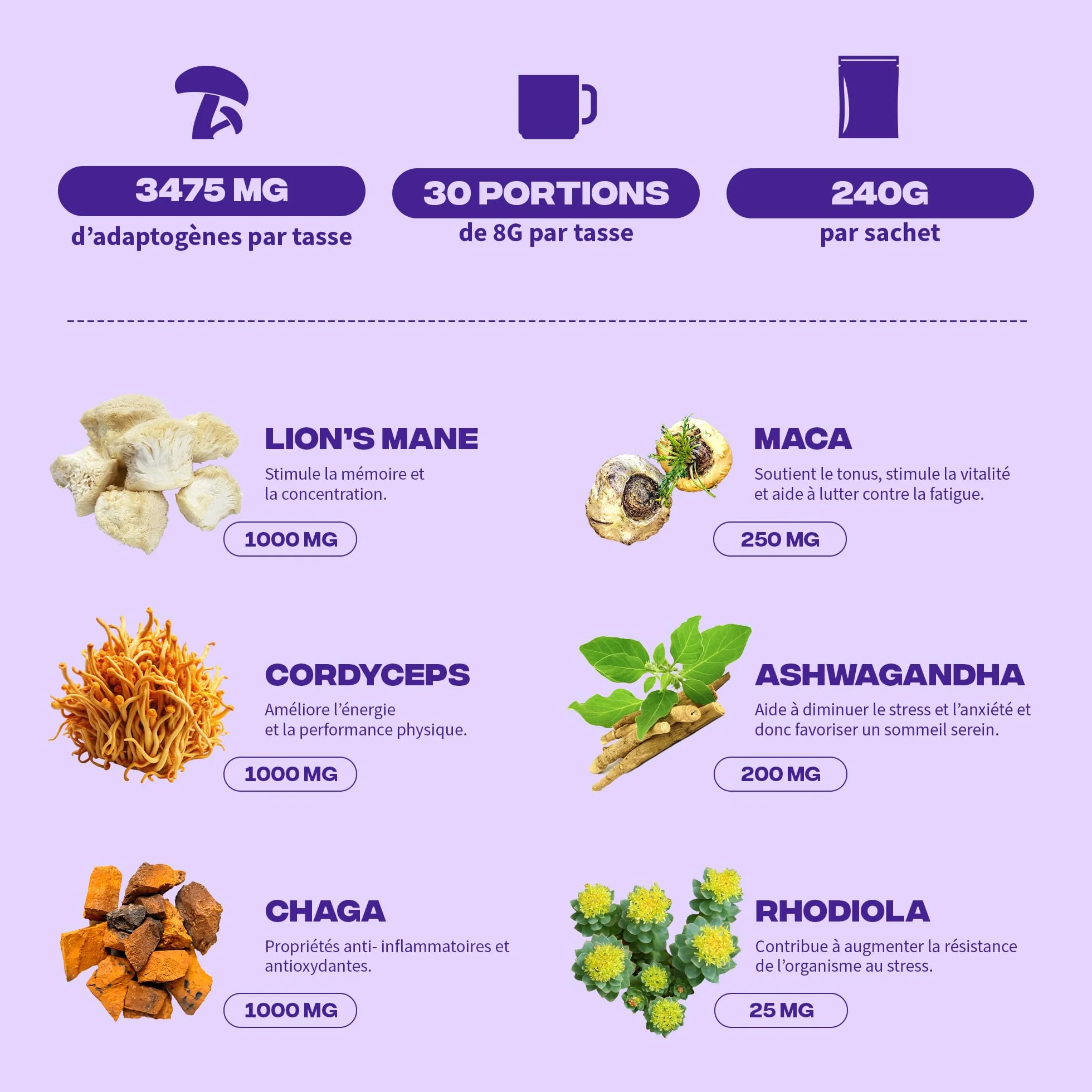 Brainstoorm Mushngo - Súper Café con Hongos Adaptógenos: Lion’s Mane, Cordyceps, Chaga - Vegano - Concentración, Energía, Claridad Mental - 30 tazas de 8g