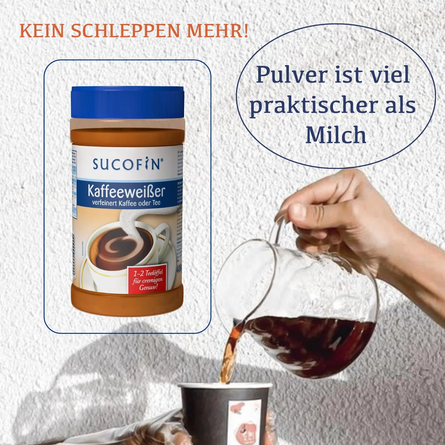 SUCOFIN Blanqueador de café 24 x 400 g fácilmente soluble, ideal para café/té, larga duración, perfecto para gastro, cafetería, oficina, panadería, 24 unidades para un disfrute cremoso