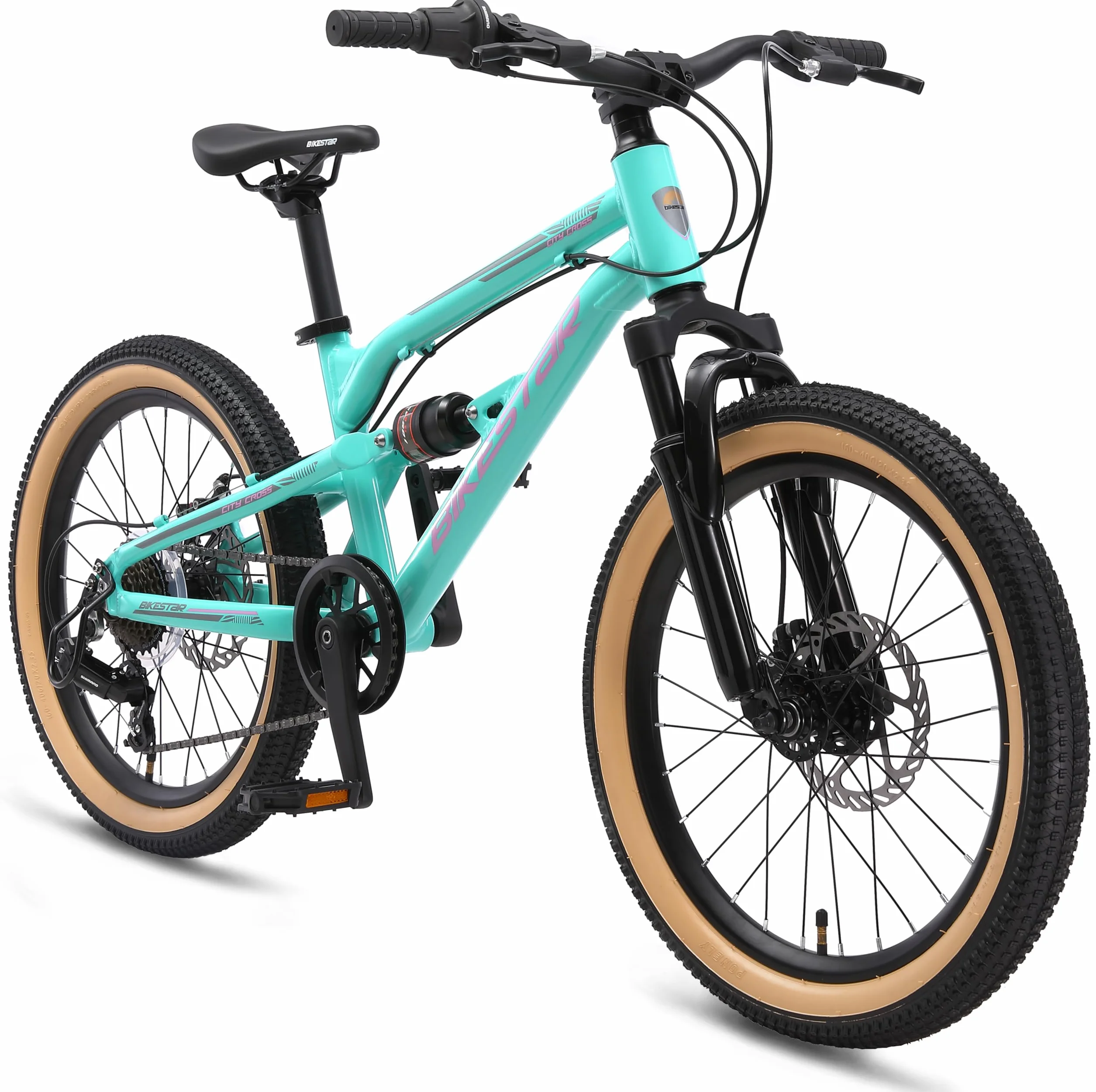 BIKESTAR Bicicleta de montaña Aluminio Suspensión Doble 20 Pulgadas 6 años Cambio Shimano 7 velocidades Freno de Disco niños