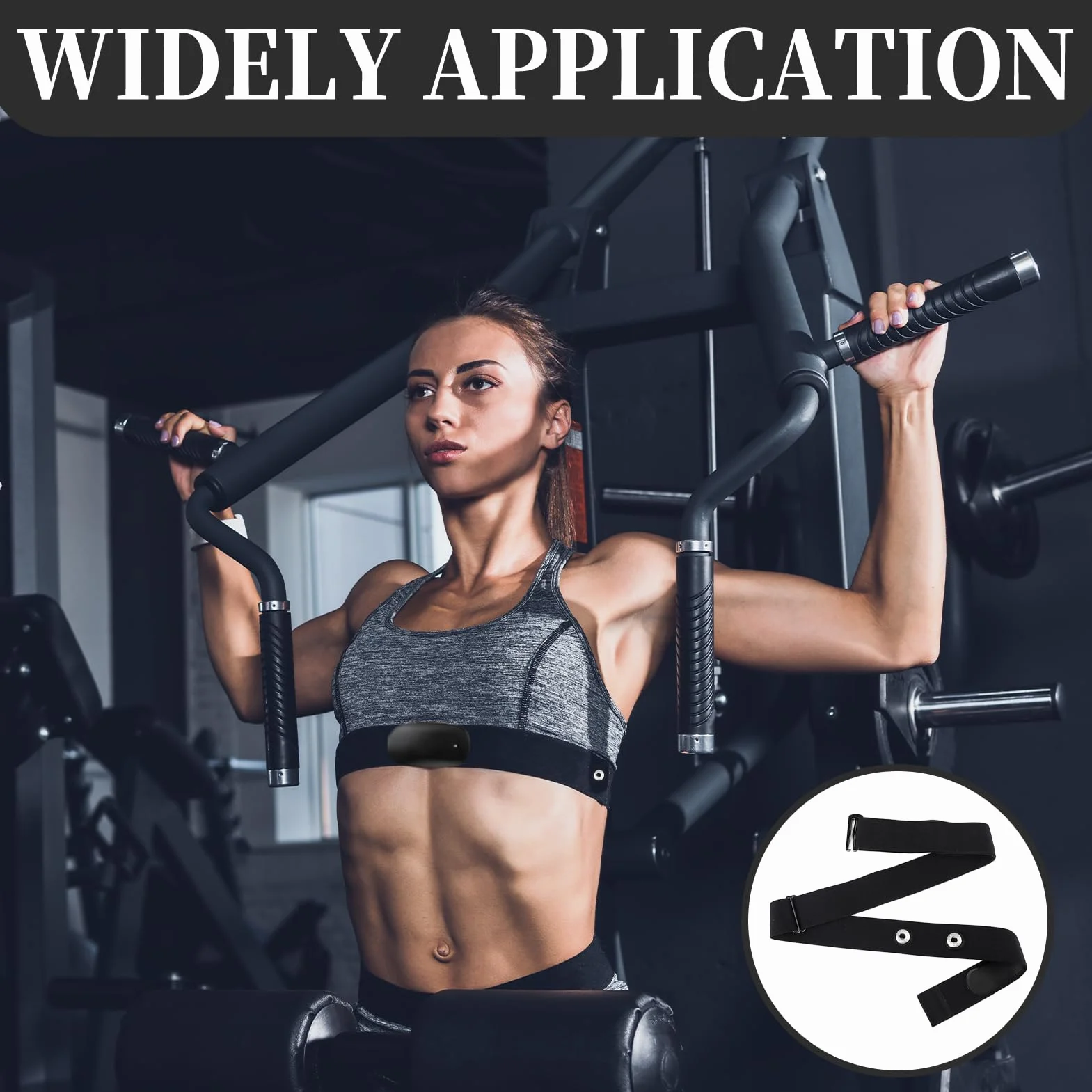Banda de cardio elástica ajustable 65-98 cm, correa de repuesto nailon y spandex, enganche 45 mm para entrenamiento cardiovascular