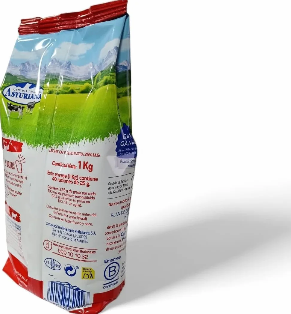 Central Lechera Asturiana Leche en Polvo Entera 1 kg PACK 3 Unidades