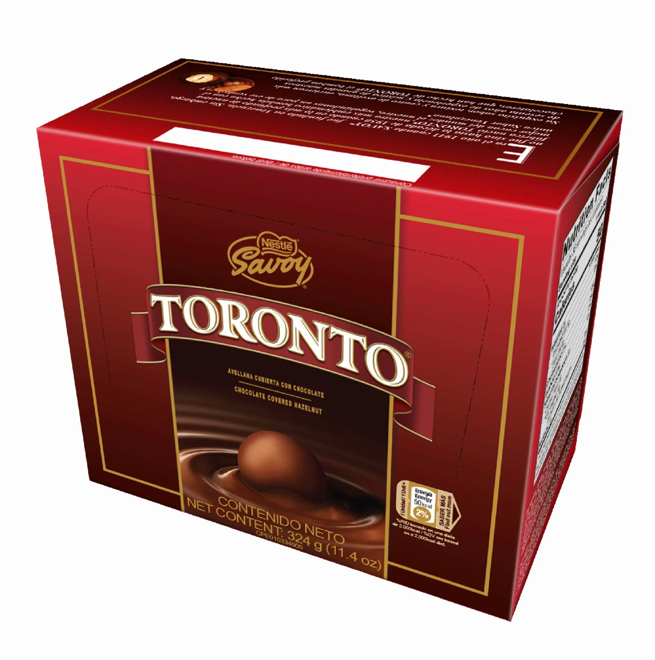 Nestle Savoy Toronto Venezuela - Avellana cubierta con chocolate Savoy - Hazelnut covered with Savoy chocolate – caja/box 324 gramos - 11.4 ounces