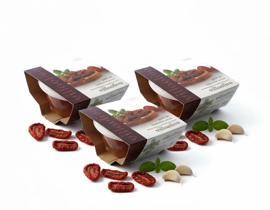 Villaolivo - Pack 3x125g Paté Gourmet de Tomates Secos | Tapenade 100% Natural | Vegano, Sin Conservantes ni Aditivos