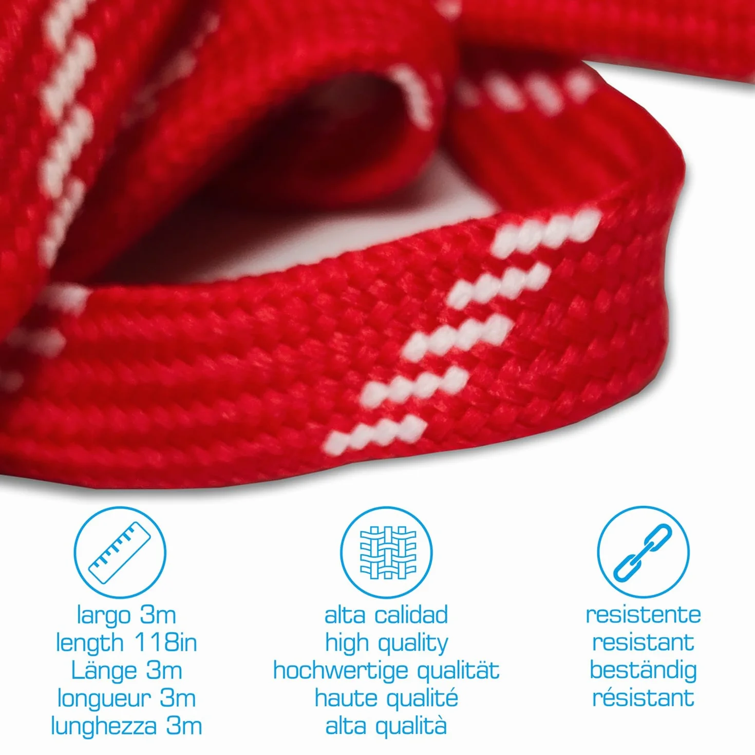 Cordones planos profesionales para hockey 3 m - 118in resistentes