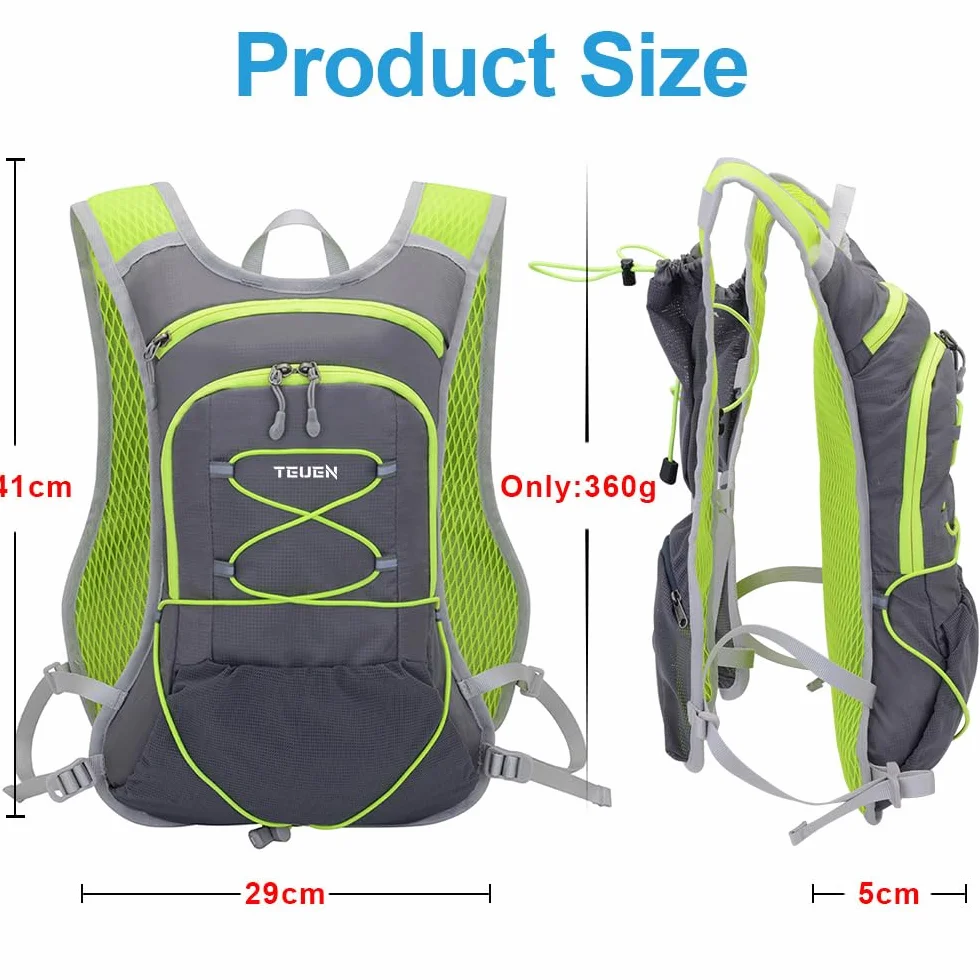 TEUEN Mochila de Hidratación 2L Bolsa de Agua 6L Trail Running Ligera Senderismo Ciclismo Unisex