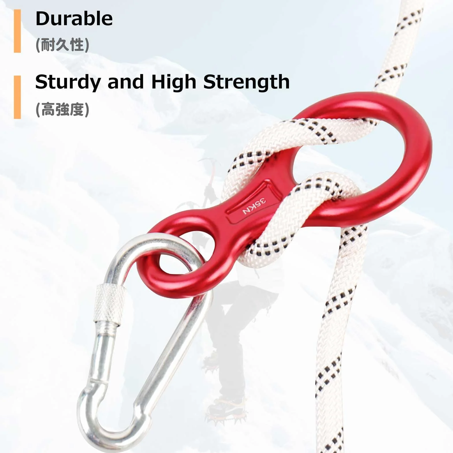 Azarxis Descensor Escalada 35KN Figura 8 Anillo de Rappel Mosquetón Aluminio Montañismo