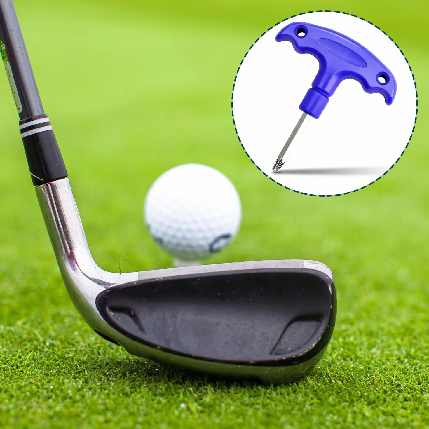 Llave Dinamométrica de Golf Herramienta Ajuste Acero Inoxidable Mango Plástico Llave Púas Accesorio Palos Golf Azul