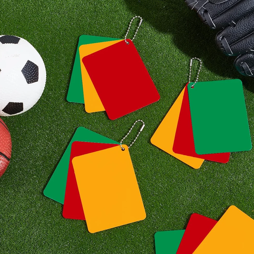 AHANDMAKER 4 juegos de tarjetas de árbitro de fútbol rojo amarillo verde