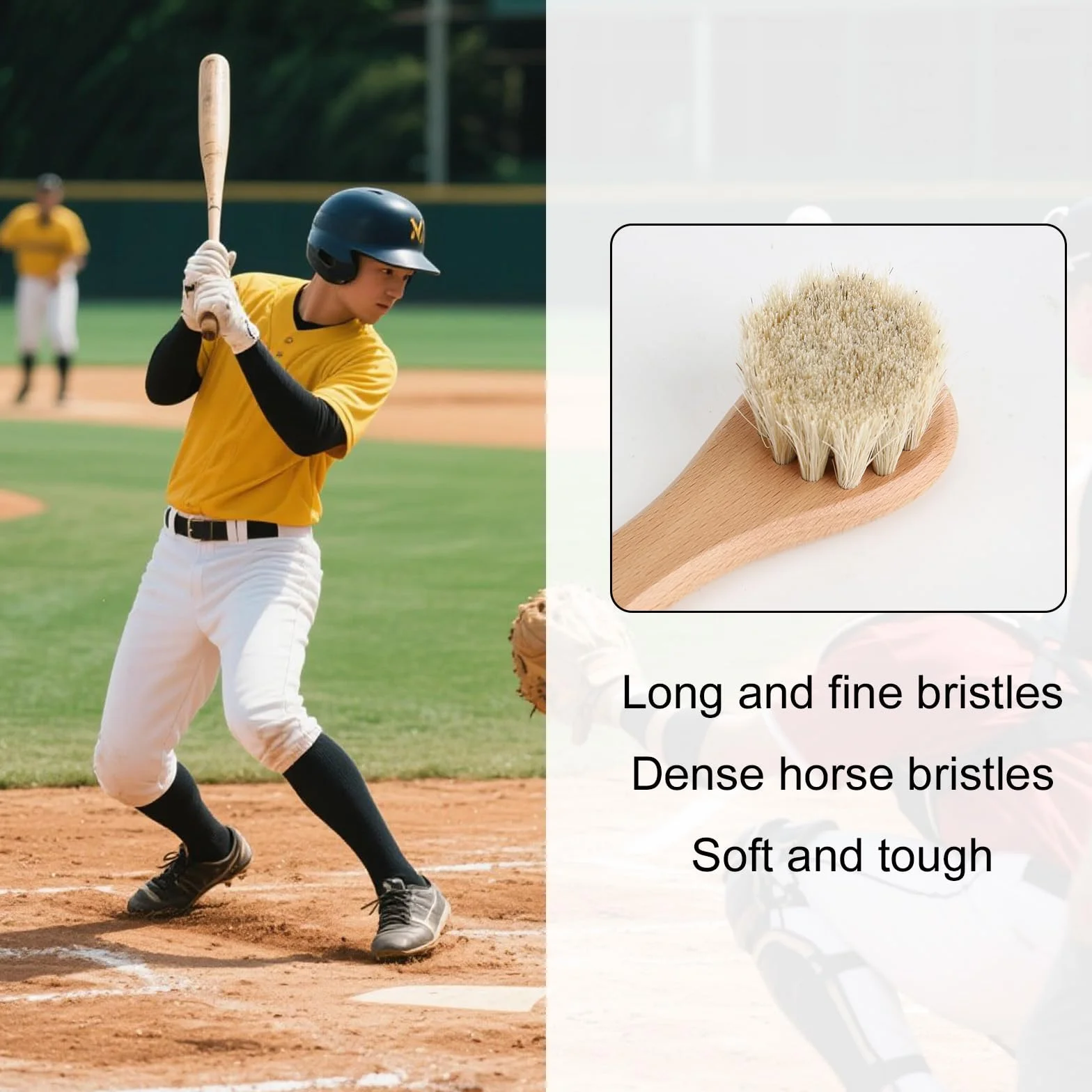 Cepillos Guantes Béisbol Cerdas Suaves Pelo de Caballo Blanco y Negro Accesorios Limpieza
